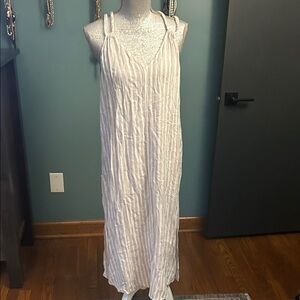 White Striped Sleeveless Dress